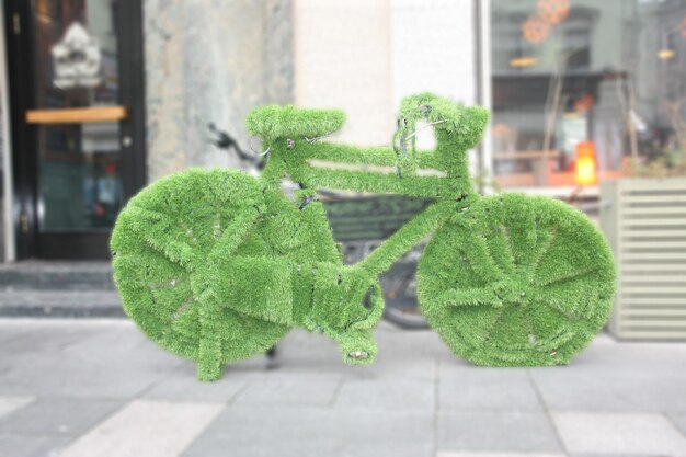 Installazione di una bicicletta coperta di erba artificiale