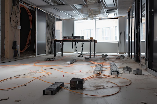 Installazione rete G con cavi e apparati a pavimento realizzata con intelligenza artificiale generativa