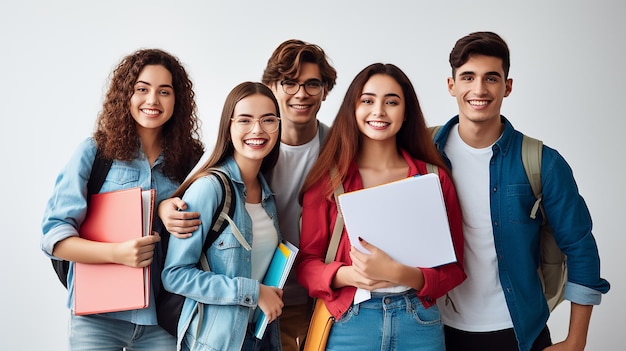 Integrale di studenti universitari felici che camminano insieme nel campus