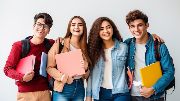 Integrale di studenti universitari felici che camminano insieme nel campus