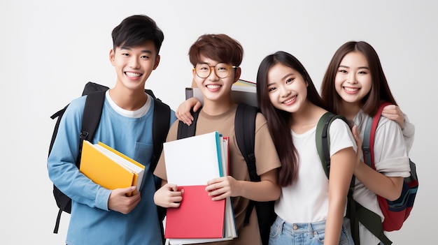 Integrale di studenti universitari felici che camminano insieme nel campus