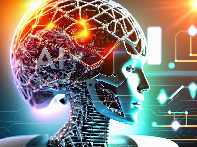 Intelligenza artificiale AI Learning e concetto di intelligenza artificiale Business tecnologia moderna internet e concetto di rete immagine creata con intelligenza artificiale generativa