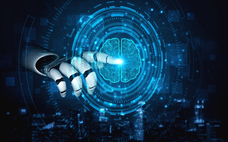 Foto intelligenza artificiale futuristica