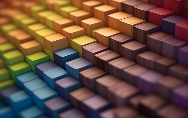 Intelligenza artificiale generativa con array multicolore a spettro impilato vibrante