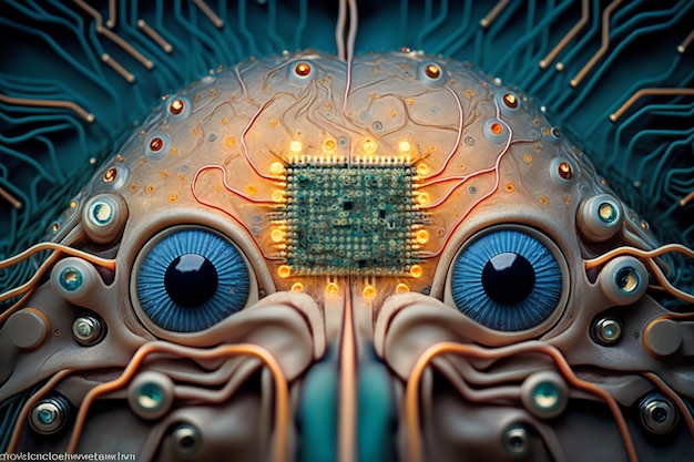 Intelligenza artificiale nuova tecnologia Scienza futuristica Astratto cervello umano Tecnologia AI CPU unità di elaborazione centrale chipset Big data Apprendimento automatico e dominazione della mente cibernetica AI generativa