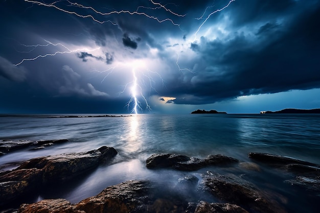 Intensi fulmini in un cielo turbolento