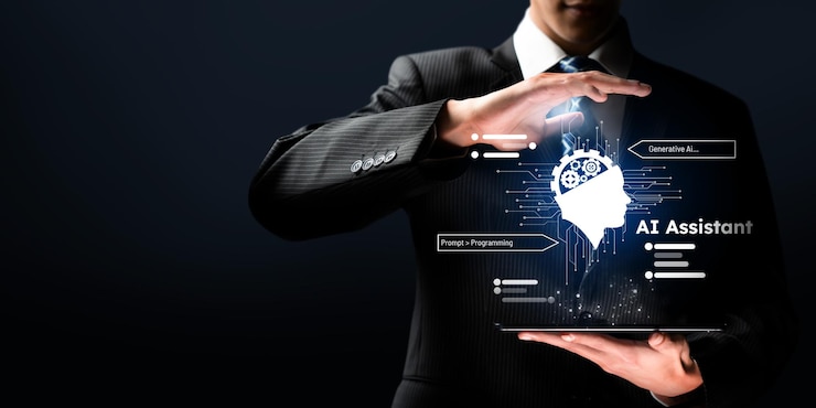 Foto interazione umana con l'assistente virtuale di intelligenza artificiale ai faas