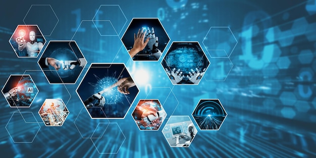 Interazione umana con l'intelligenza artificiale AI assistente virtuale robot NLP