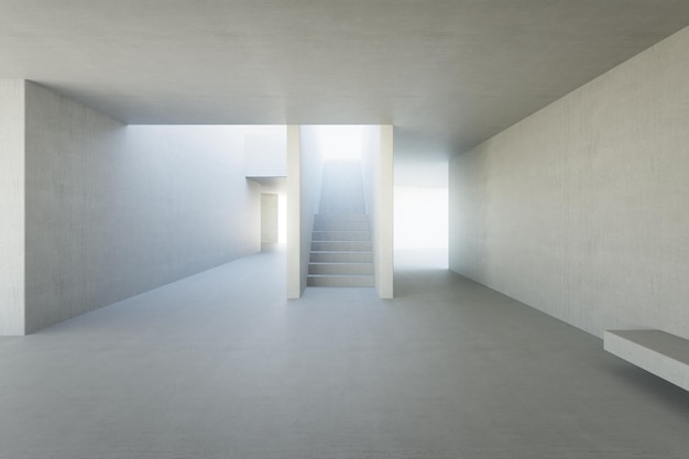Interior design astratto Rendering 3D di showroom moderno
