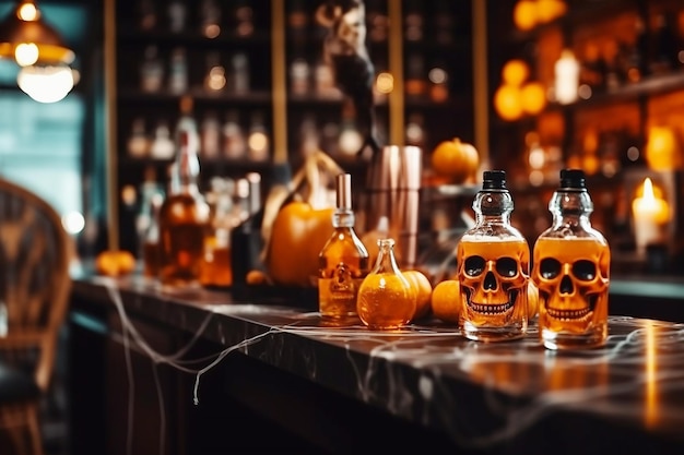 Interior design del bar di Halloween AI generativa