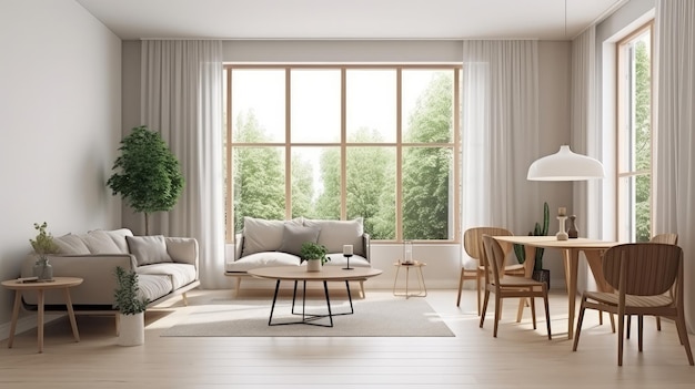 Interior design del soggiorno moderno Illustrazione AI GenerativexD