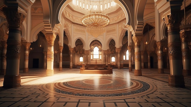 Interior Design dell'edificio di architettura araba della moschea