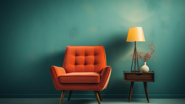 interior design in vivaci colori vintage con elementi retrò e vecchie mura