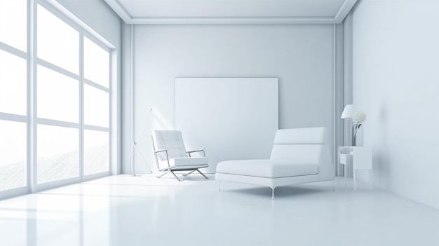 Interior design minimalista con sedie a sdraio