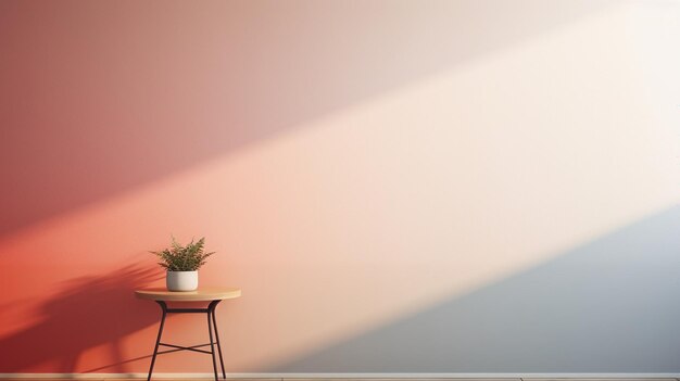 Interior design minimalista in rendering 3D con vaso e tavolo