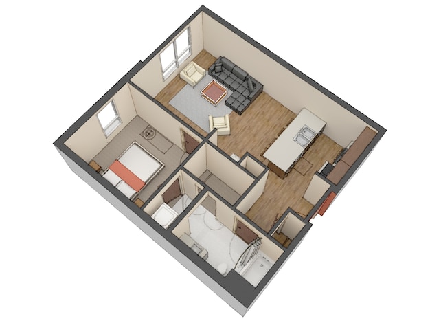 Interior design moderno dell'appartamento Bella nuova illustrazione 3D di interior design elegante