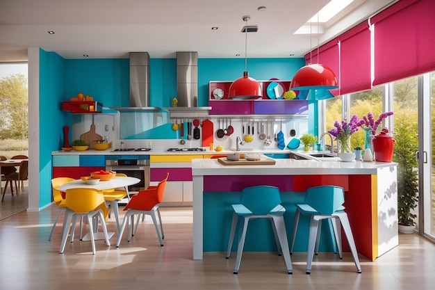 Interior design moderno della cucina colorato