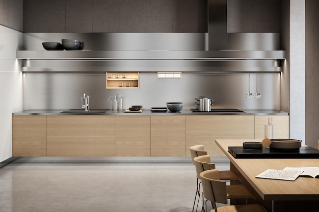 Interior design moderno della cucina di lusso in stile minimal