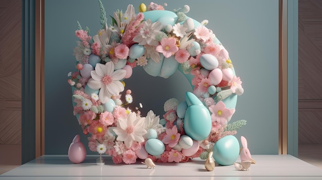 Interior design moderno Design artistico di Spring Easter Wreath Contenuto AI generativo