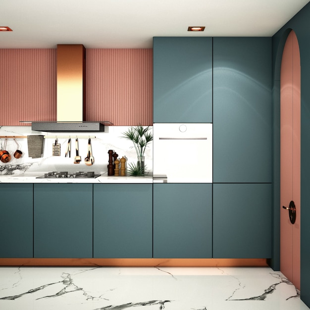 Interior design per cucina in stile moderno