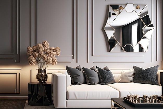 Interior design per un soggiorno moderno Ci sono diversi pezzi di interni minimalisti