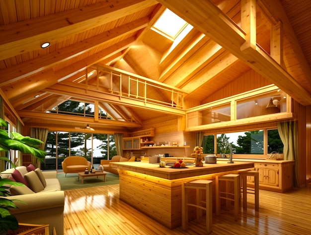 Interior design set da cucina materiale in stile legno