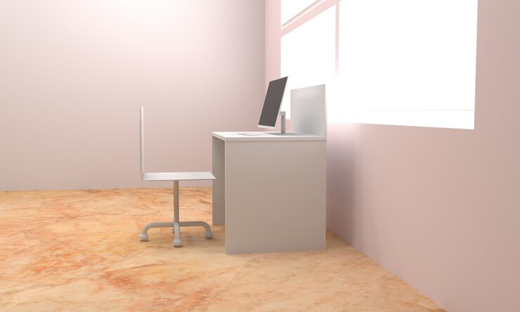 Photo interior kantor. ilustrasi 3d