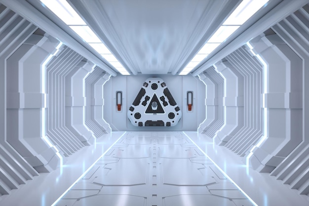 Interior of illuminated corridor