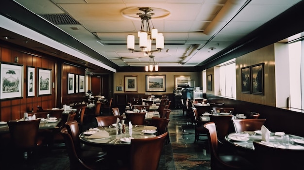 Interiore del ristorante di lusso Illustrazione AI Generative