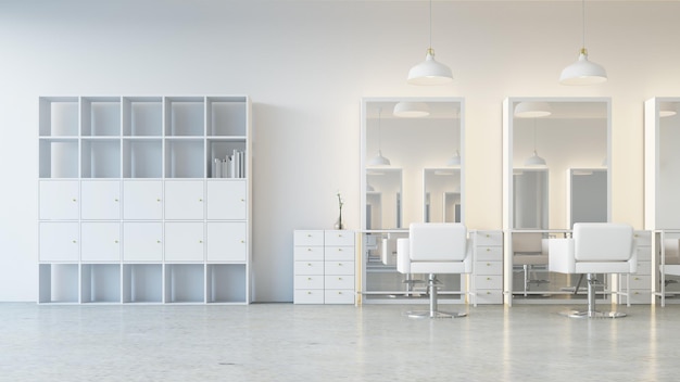 Interiore del salone moderno di lusso bianco - rendering 3D