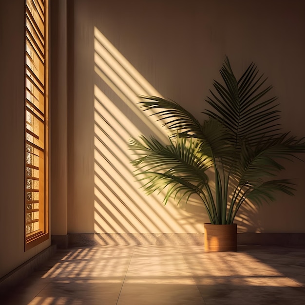 Interiore della stanza di concetto naturale tropicale di estate con ai generativa della decorazione della pianta