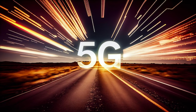 Internet 5G e fasci di luce IA generativa