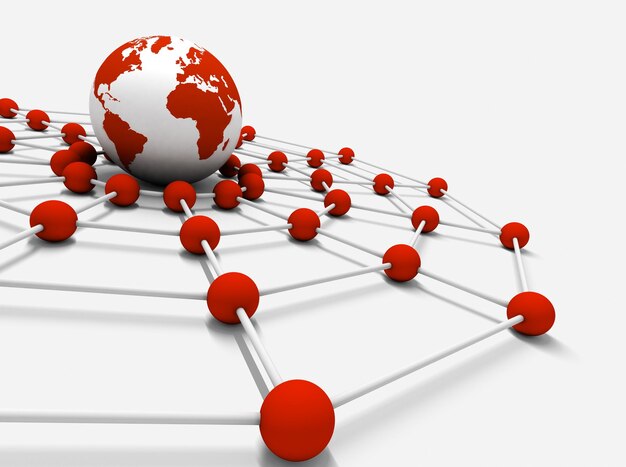 Internet e networking.Concetto di internet e networking con mappa del mondo del globo