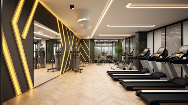 Interni dello studio di fitness con macchina di fitness