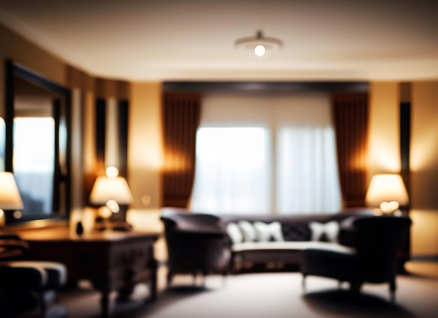 Interni di alberghi di lusso con luce bokeh sfocata adatta al design
