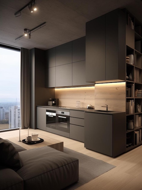 interni di appartamenti eleganti con idea di cucina moderna per il design della casa