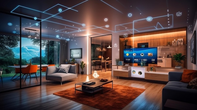 interni di casa intelligenti con interfaccia utente di realtà aumentata