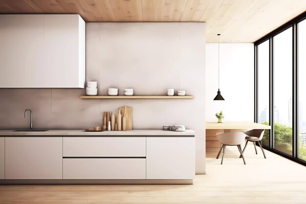 Interni di cucina in legno moderni Design generativo ai