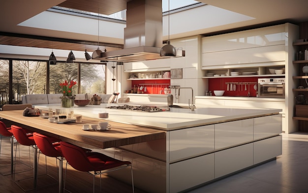 Interni di cucine moderne modellate in 3D