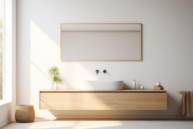 Interni di design moderno del bagno con controsoffitto in legno