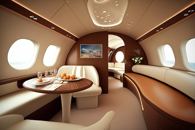 Interni di lusso nel moderno business jet