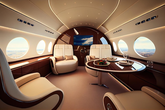 Interni di lusso nel moderno business jet