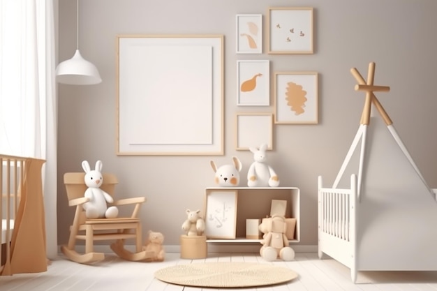 Interni estetici della baby room creati con l'intelligenza artificiale generativa