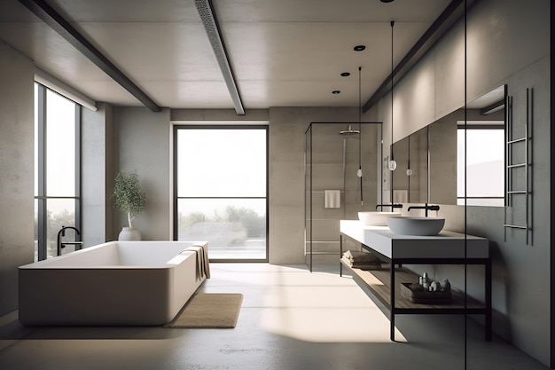 Interni in stile classico del bagno in una casa di lusso AI generato