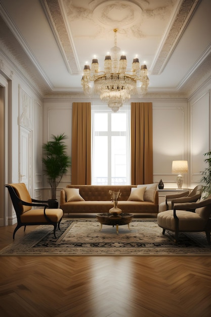 Interni in stile classico del soggiorno in una casa di lusso IA generativa