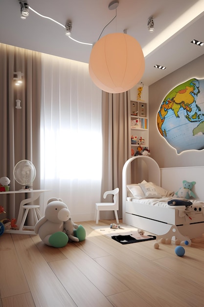 Interni in stile classico della camera dei bambini generati dall'intelligenza artificiale