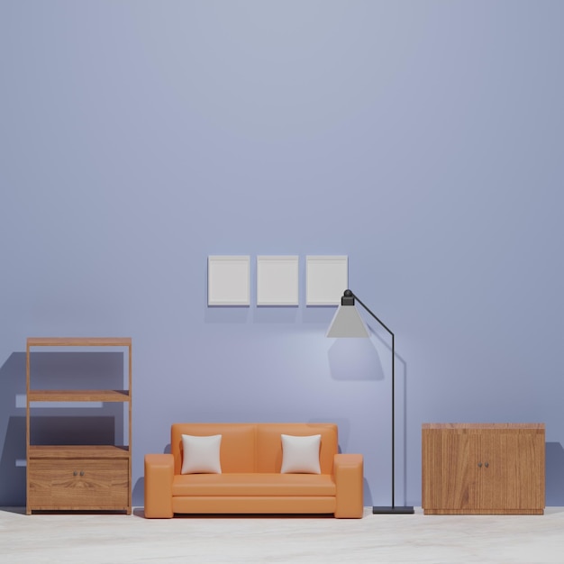 interni isometrici in stile soggiorno minimalista