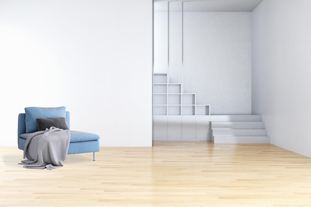 Interni luminosi e moderni di lusso di grandi dimensioni Illustrazione del soggiorno Immagine generata digitalmente dal computer di rendering 3D