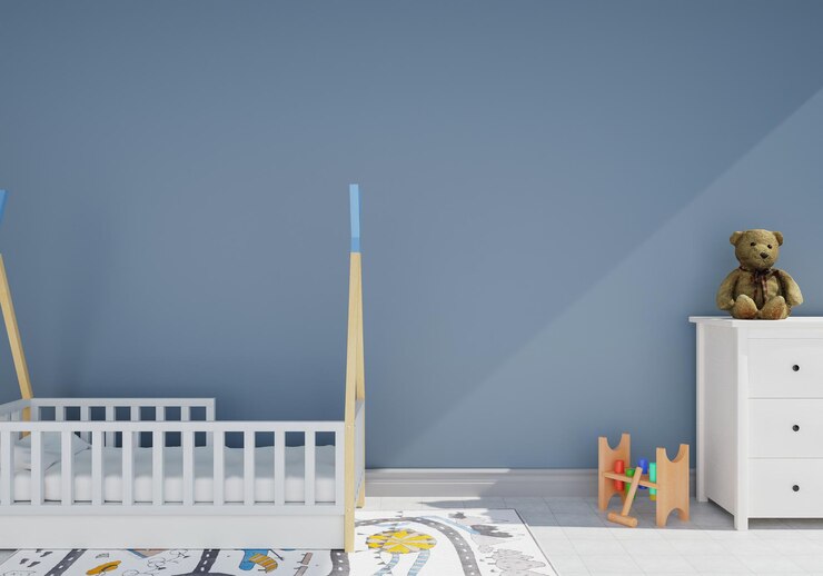 Interni minimi e decorazioni nel soggiorno copia spazio rendering 3D