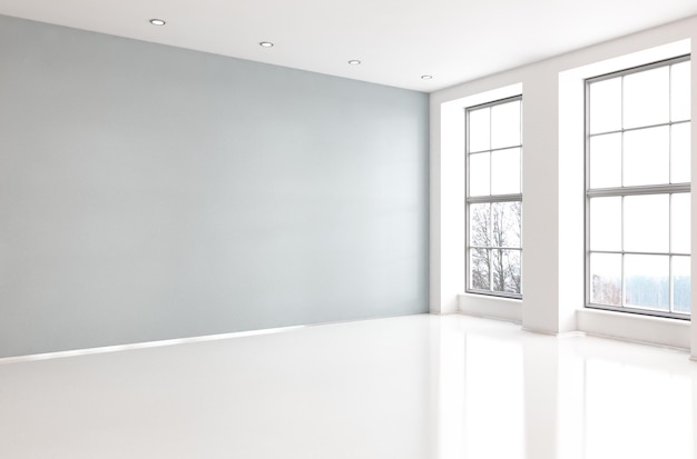 Interni moderni luminosi stanza vuota illustrazione di rendering 3D